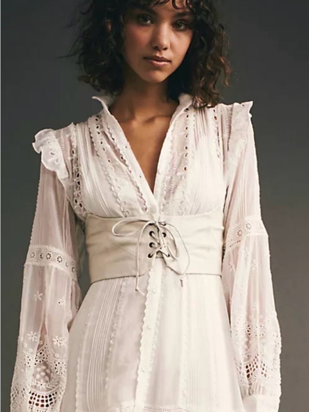Free People x Hastings Leather Corset Belt (Cream)